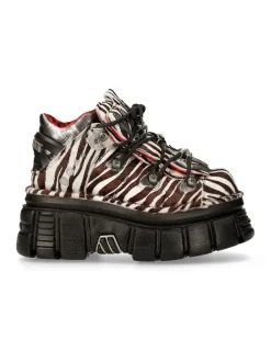 New Rock ANKLE BOOT ANIMAL PRINT TOWER WITH LACES M-MET011-C9 New
