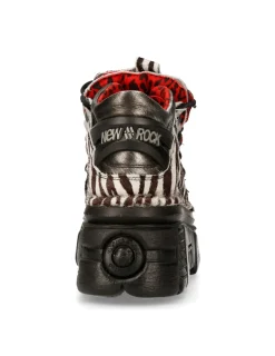 New Rock ANKLE BOOT ANIMAL PRINT TOWER WITH LACES M-MET011-C9 New