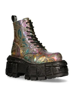 New Rock ANKLE BOOT BLACK IMPERFECT WITH LACES M-MILI084C-C21 Hot