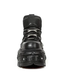 New Rock ANKLE BOOT BLACK IMPERFECT WITH LACES M-TANK006C-C6 New