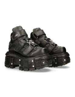 New Rock ANKLE BOOT BLACK IMPERFECT M-TANK008-C2 Best
