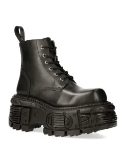 New Rock ANKLE BOOT BLACK IMPERFECT WITH LACES M-MILI215-C3 Hot