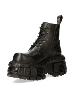 New Rock ANKLE BOOT BLACK IMPERFECT WITH LACES M-MILI215-C3 Hot