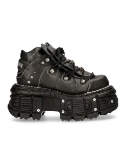 New Rock ANKLE BOOT BLACK IMPERFECT WITH LACES M-TANK106-C4 Online