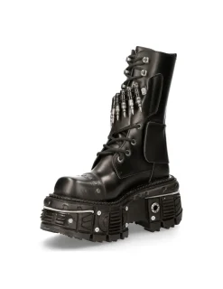 New Rock BOOT BLACK IMPERFECT WITH LACES M-297-C4 New