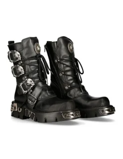 New Rock BOOT BLACK REACTOR WITH BUCKLES AND LACES M-391-S1 Best