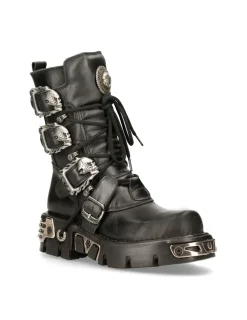 New Rock BOOT BLACK REACTOR WITH BUCKLES AND LACES M-391-S1 Best