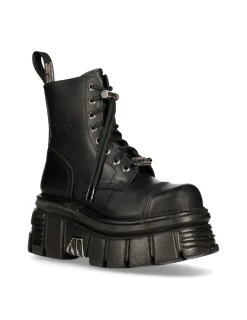 New Rock BOOT BLACK TOWER WITH LACES M-NEWMILI083-S21 Hot